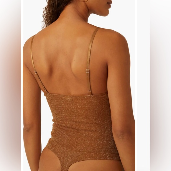 NWT Free People Intimately Bronze Shimmer Night Rhythm Bodysuit - Picture 8 of 13